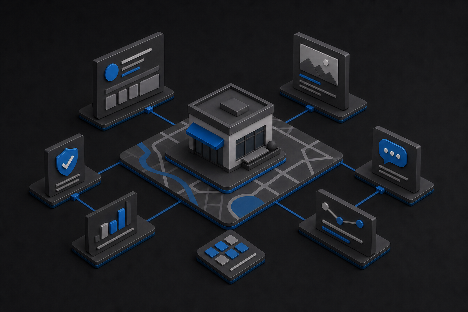 Abstract service business connected to coordinated profile and visibility signals