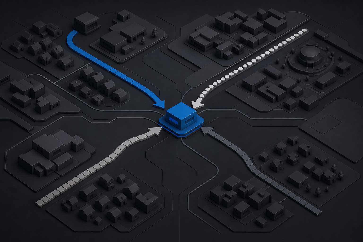 Different local search routes converging on a relevant service business